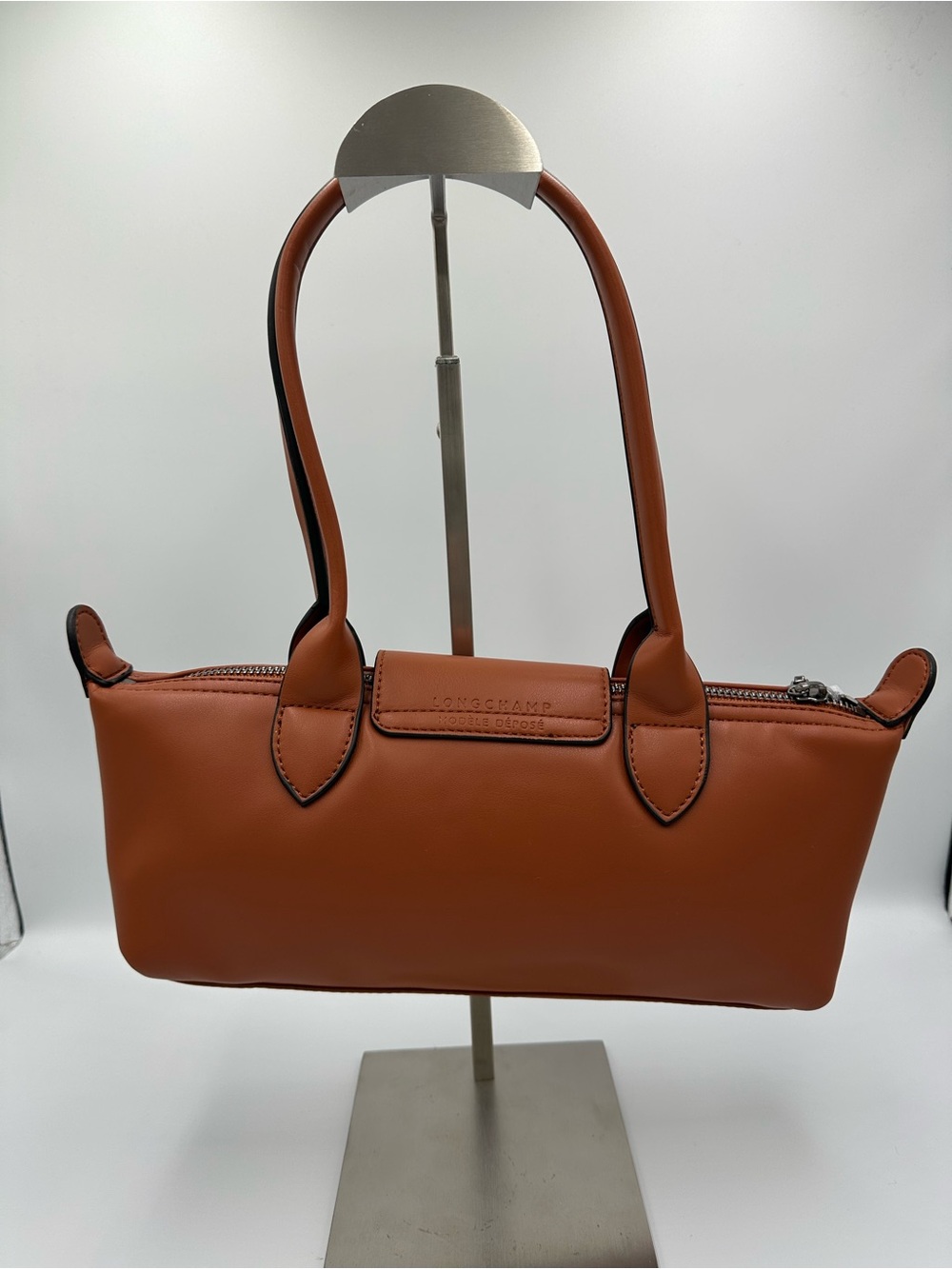 Longchamp Le Pliage Xtra Shoulder Bag Cognac Leather Silver 10370987504 - Picture 9 of 14